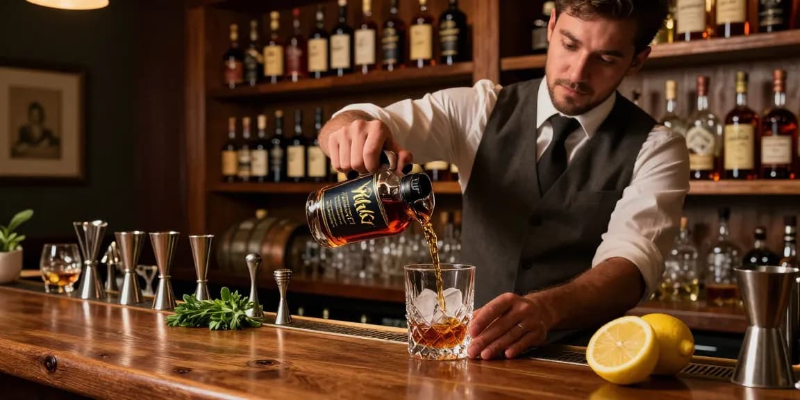 Weller C.Y.P.B. bourbon elegantly poured in a crystal glass at a cozy home bar.