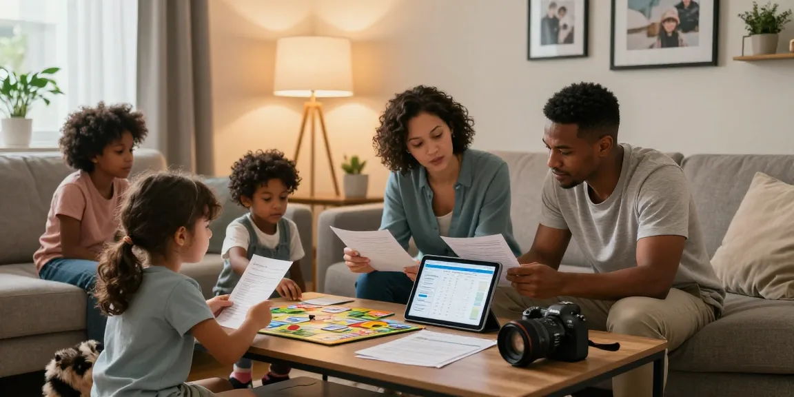 Family discussing credit relief Canada benefits in a cozy living room.