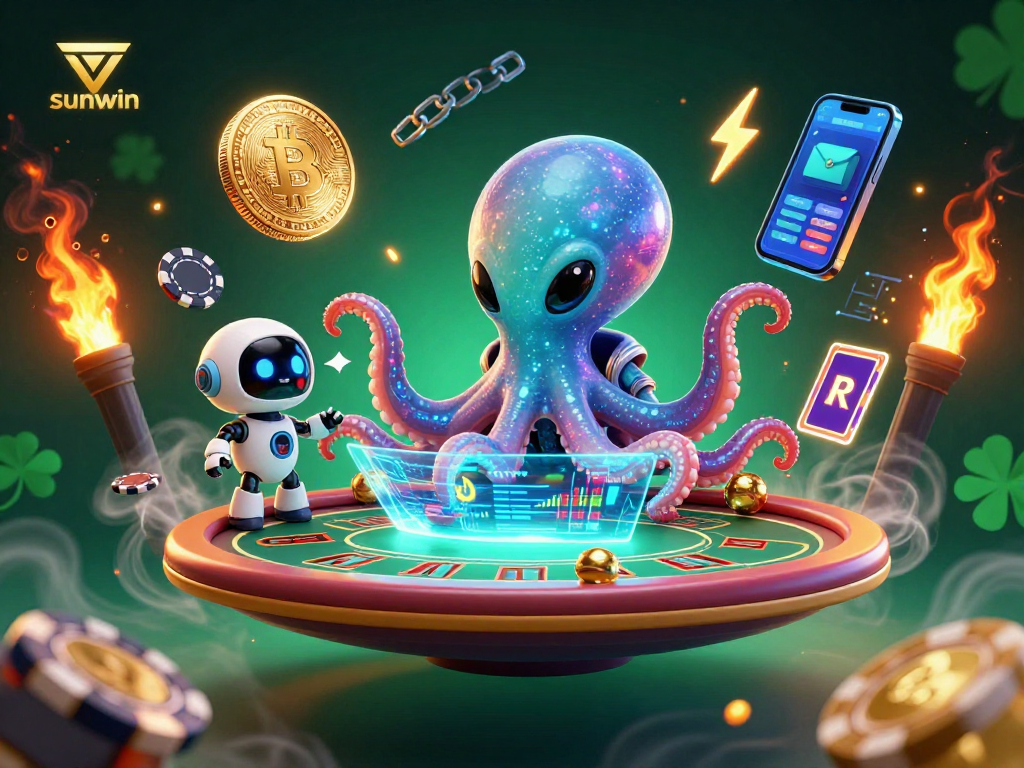Join the action at sunwin as the alien octopus deals an exciting hand at an interstellar poker table.