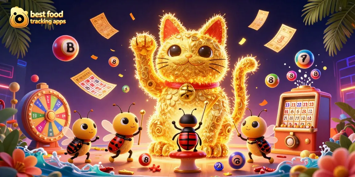 Experience the excitement of the best food tracking apps with a giant lucky cat and dynamic casino elements.