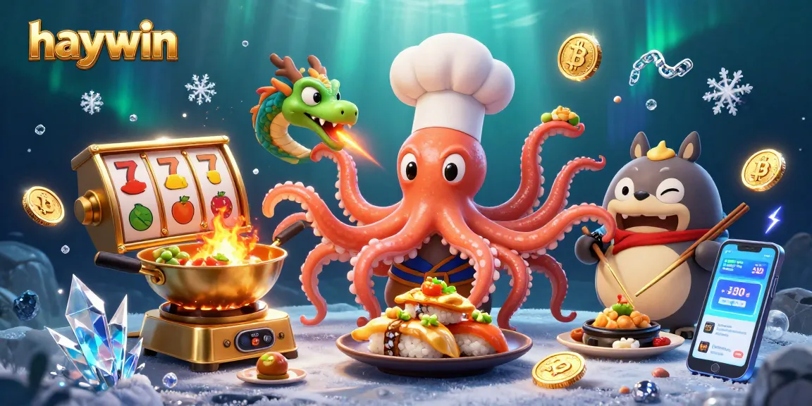 Join exciting gameplay at Haywin with vibrant slot machines and a colorful, animated scene.