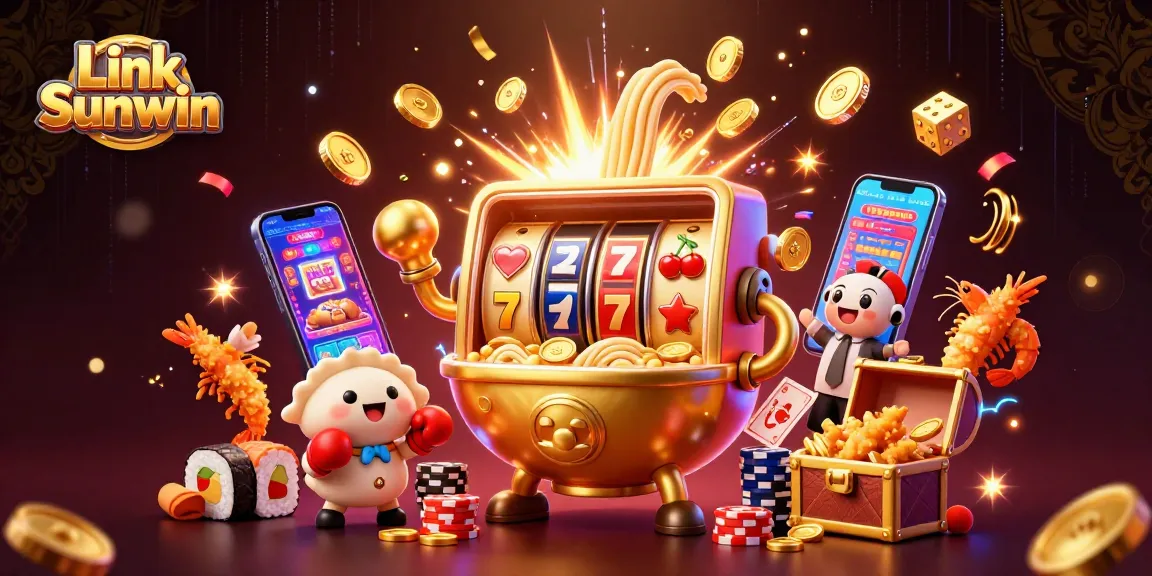 Experience thrilling wins at Link Sunwin with dynamic cartoon characters and vibrant casino elements.