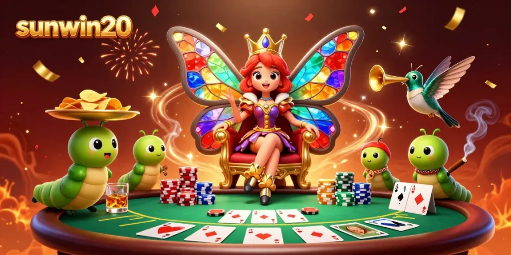 Experience gaming excitement at sunwin20 with our vibrant casino illustration full of action.